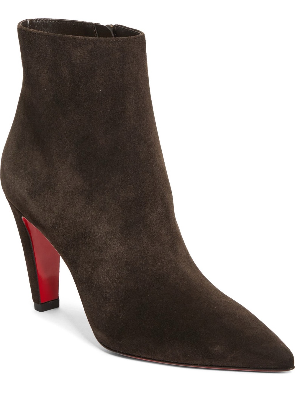 Christian Louboutin Vibella Pointed Toe Bootie Cafe Brown Suede Size EU 38.5